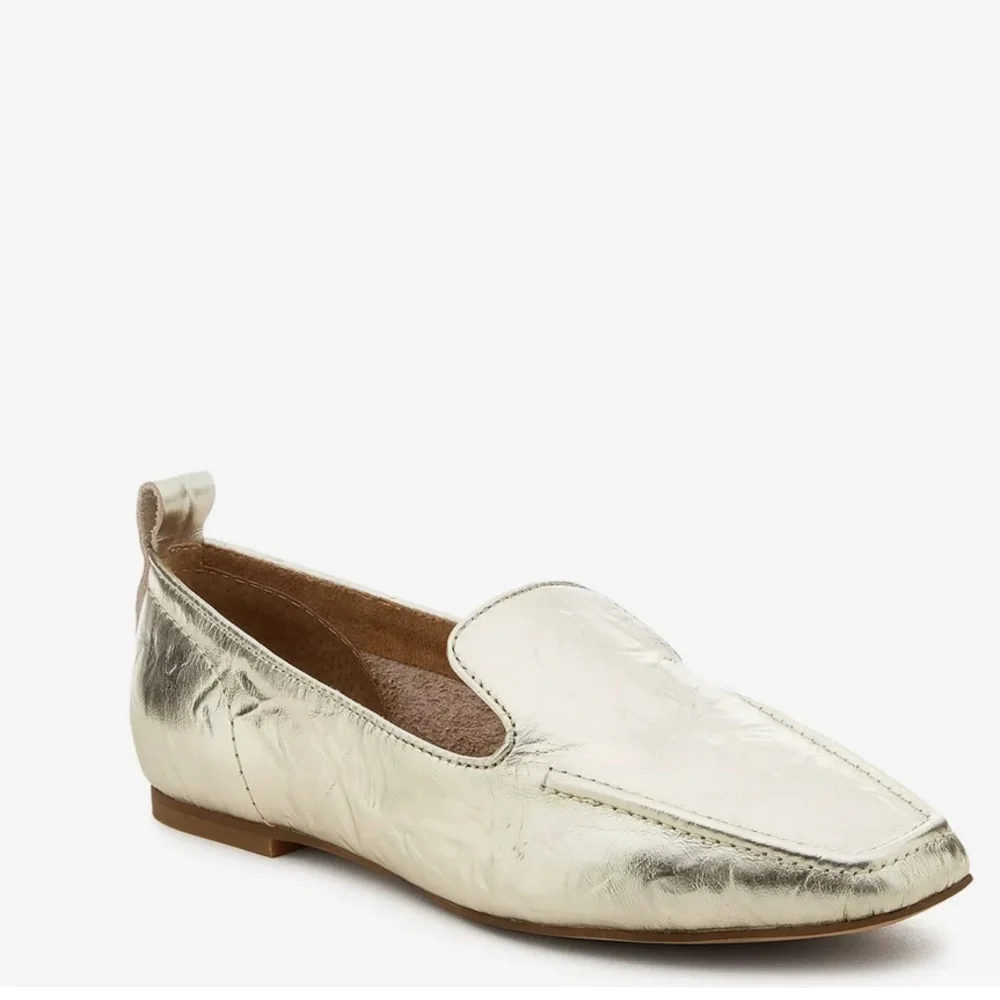 Kelsi Dagger Metallic Silver Square-Toe Loafers - Picture 5 of 13